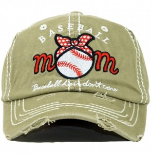 Baseball Caps Vintage Ball Caps for Women Mama Bear Dog Mom Washed Cap - Baseball Mom- Khaki - CY18ZYH63QX