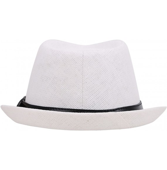 Fedoras Men/Women's Hiking Camping Straw Fedora Hat w/PU Leather Belt - White - CR18CRIO8W2