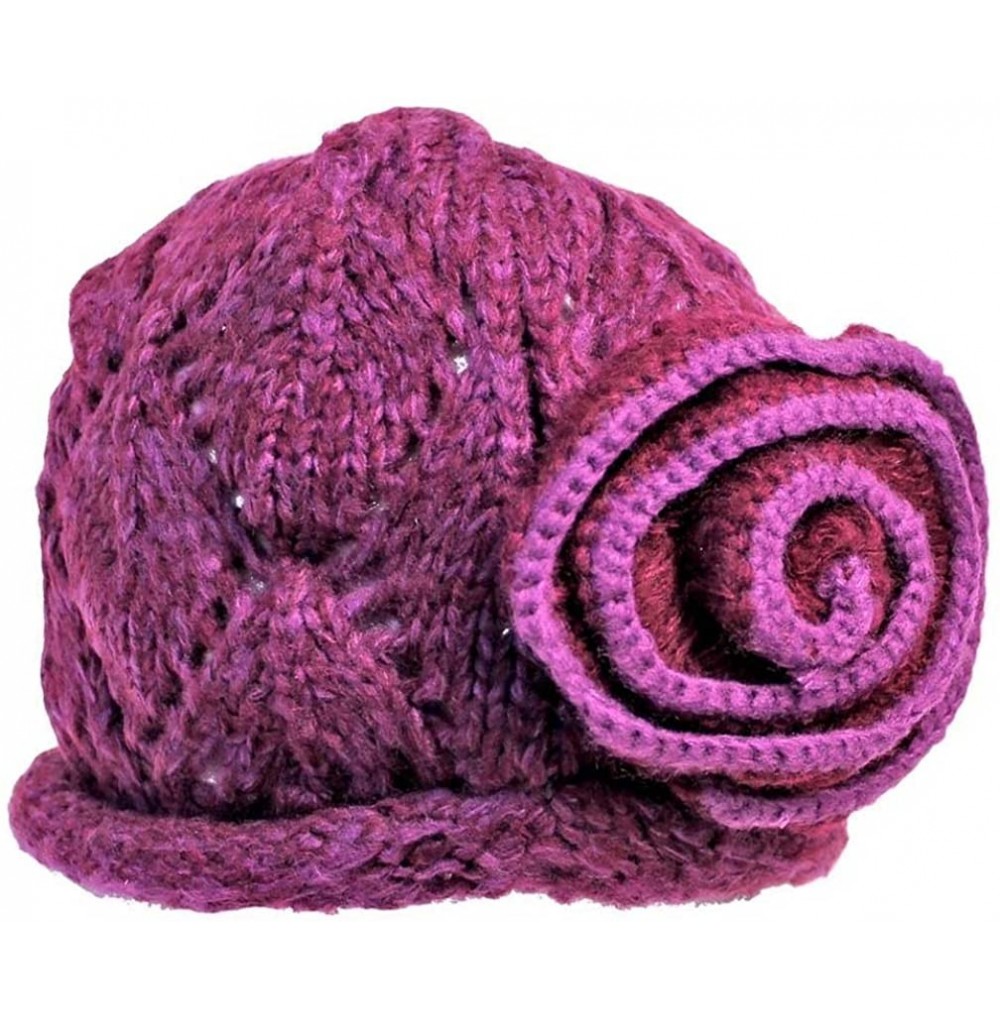 Skullies & Beanies Beautiful Crochet Knit Beanie Cap Hat - Purple - C511FU6JLPV