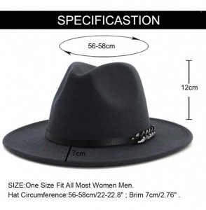 Fedoras Men & Women Belt Buckle Fedora Hat Wide Brim Floppy Panama Hat - A-dark Grey - CJ18T80HEUH