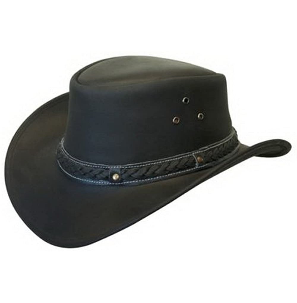 Cowboy Hats Leather Down Under HAT Aussie Bush Cowboy Style Classic Western Outback Brown/Black - Black - CH12I8L5793