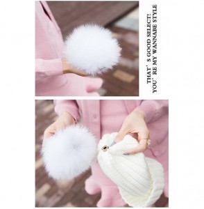 Skullies & Beanies Winter Women's Genuine Fox Fur Pom Pom Trend Wool Knitted Beanie Hat - Grey - CP186IAIHQM