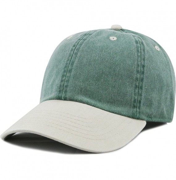 Baseball Caps 100% Cotton Pigment Dyed Low Profile Dad Hat Six Panel Cap - 5. Green Beige - C212O27VMSA