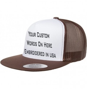 Baseball Caps Custom Trucker Flatbill Hat Yupoong 6006 Embroidered Your Text Snapback - Brown/White/Brown - CQ1887NZRK9