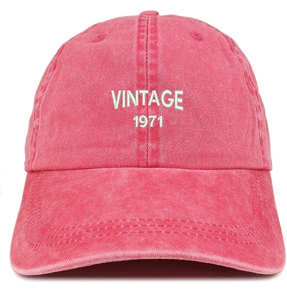 Baseball Caps Small Vintage 1971 Embroidered 49th Birthday Washed Pigment Dyed Cap - Red - CO18C6UYAOG