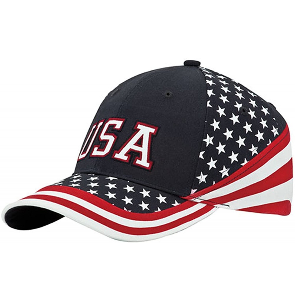 Baseball Caps Washed Cotton Twill Stars & Stripes USA Ball Cap Hat USA Flag Cap - CA11MQRYWGF