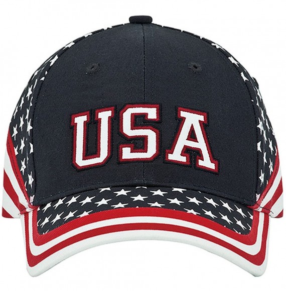 Baseball Caps Washed Cotton Twill Stars & Stripes USA Ball Cap Hat USA Flag Cap - CA11MQRYWGF