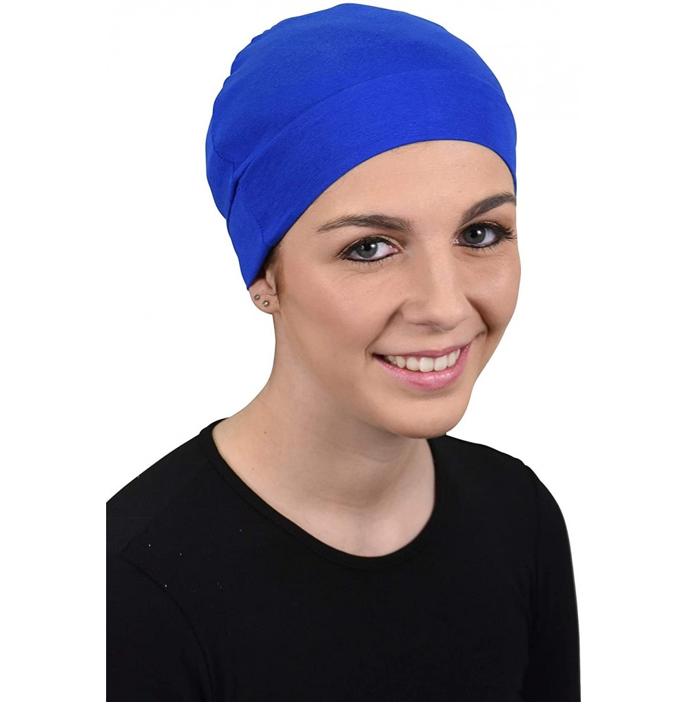 Skullies & Beanies Womens Soft Sleep Cap Comfy Cancer Wig Liner & Hair Loss Cap - Royal Blue - CX12LNKYZ9J