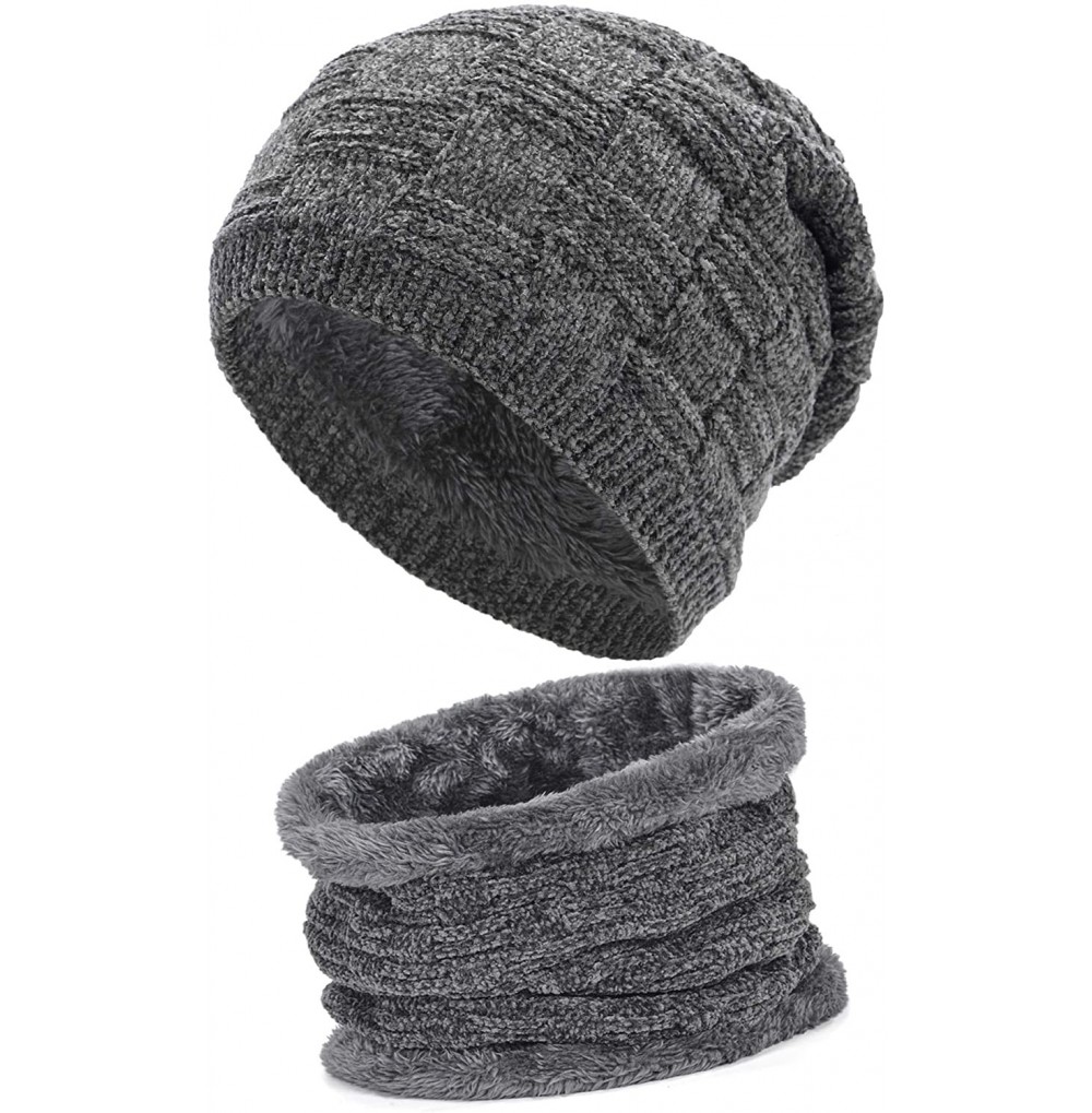 Skullies & Beanies Styles Oversized Winter Extremely Slouchy - Wbxne Grey Hat&scarf - CR18ZZNIO2S
