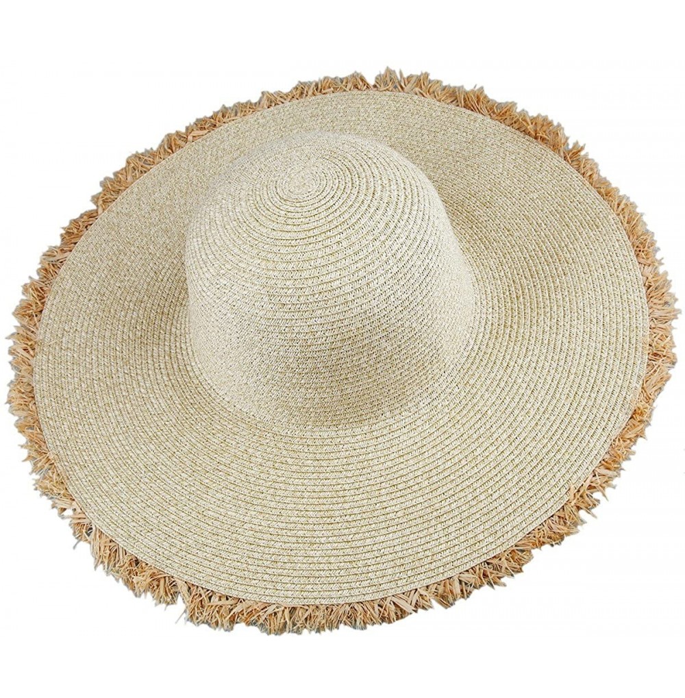Sun Hats Women's Foldable Beach Cap-Wide Brim Roll Up Straw Sun Hat for Small Head Size - "04-beige(5.10"" Brim)" - CM12E2C4GRB