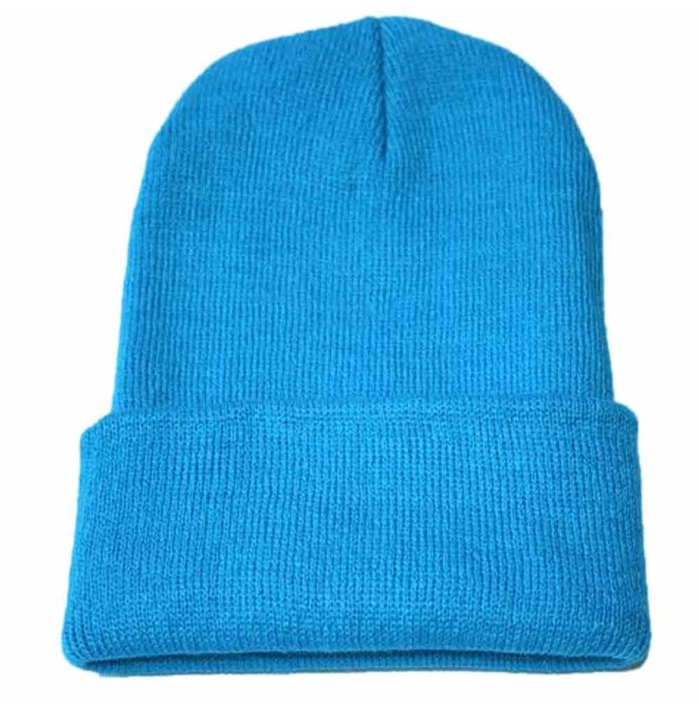 Skullies & Beanies Men's 1-Pack Knit Hat-Unisex Slouchy Knitting Beanie Hip Hop Cap Warm Winter Ski Hat-sunsee - Sky Blue - C...