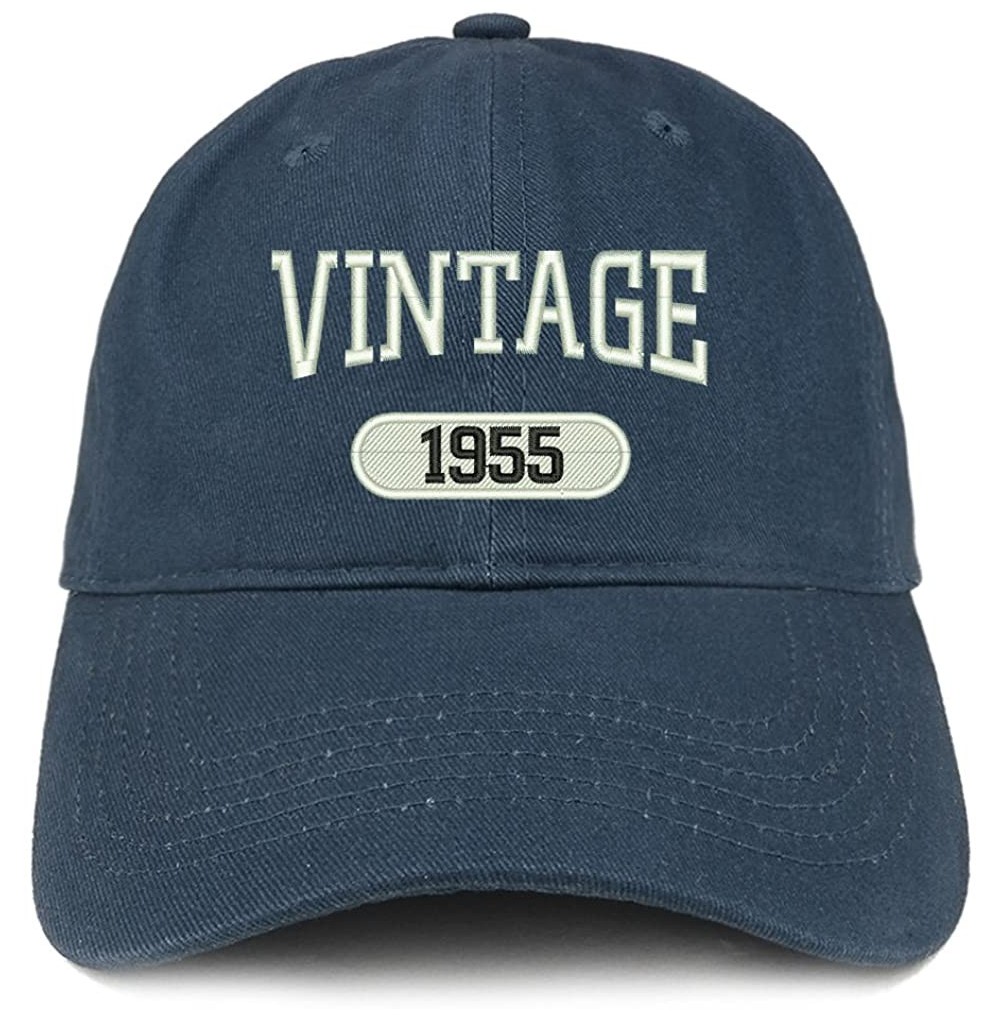 Baseball Caps Vintage 1955 Embroidered 65th Birthday Relaxed Fitting Cotton Cap - Navy - CC180ZNL8OD