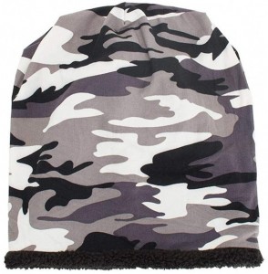 Skullies & Beanies Unisex Women Men Winter Warm Camouflage Baggy Cotton Crochet Wool Ski Caps Skull Beanie Hat - White - C018...