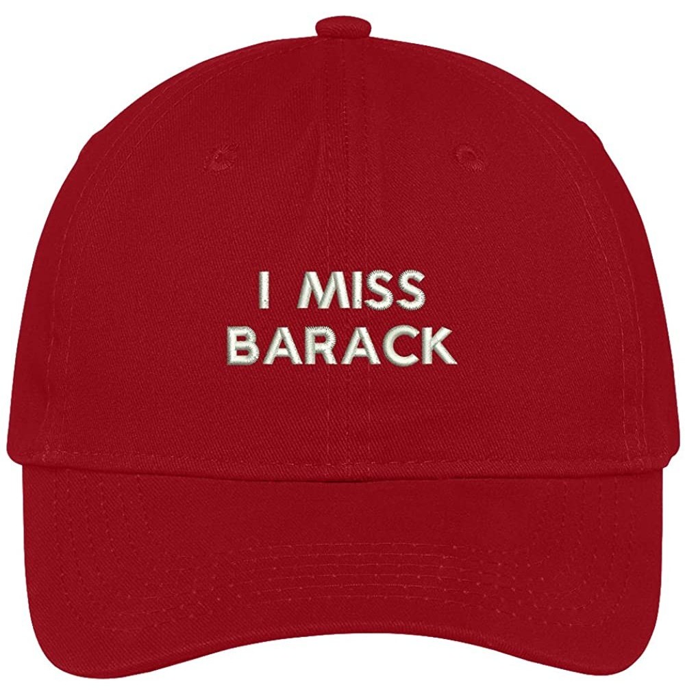 Baseball Caps I Miss Barack Embroidered 100% Quality Brushed Cotton Baseball Cap - Red - C017YDSZX2X