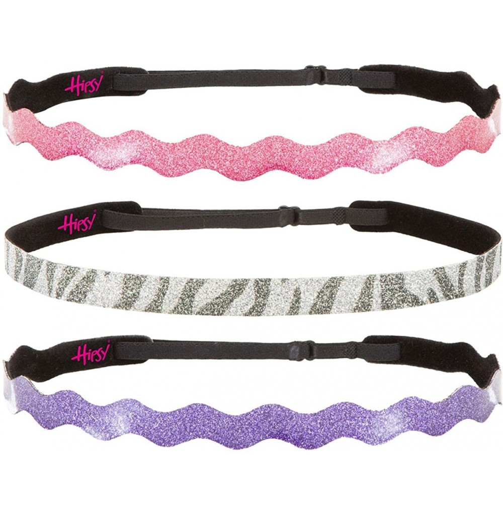 Headbands 3pk Girl's Adjustable Non Slip Animal Print Headband Multi Gift Pack (Pink/Zebra/Purple) - CP11TOQEFDL