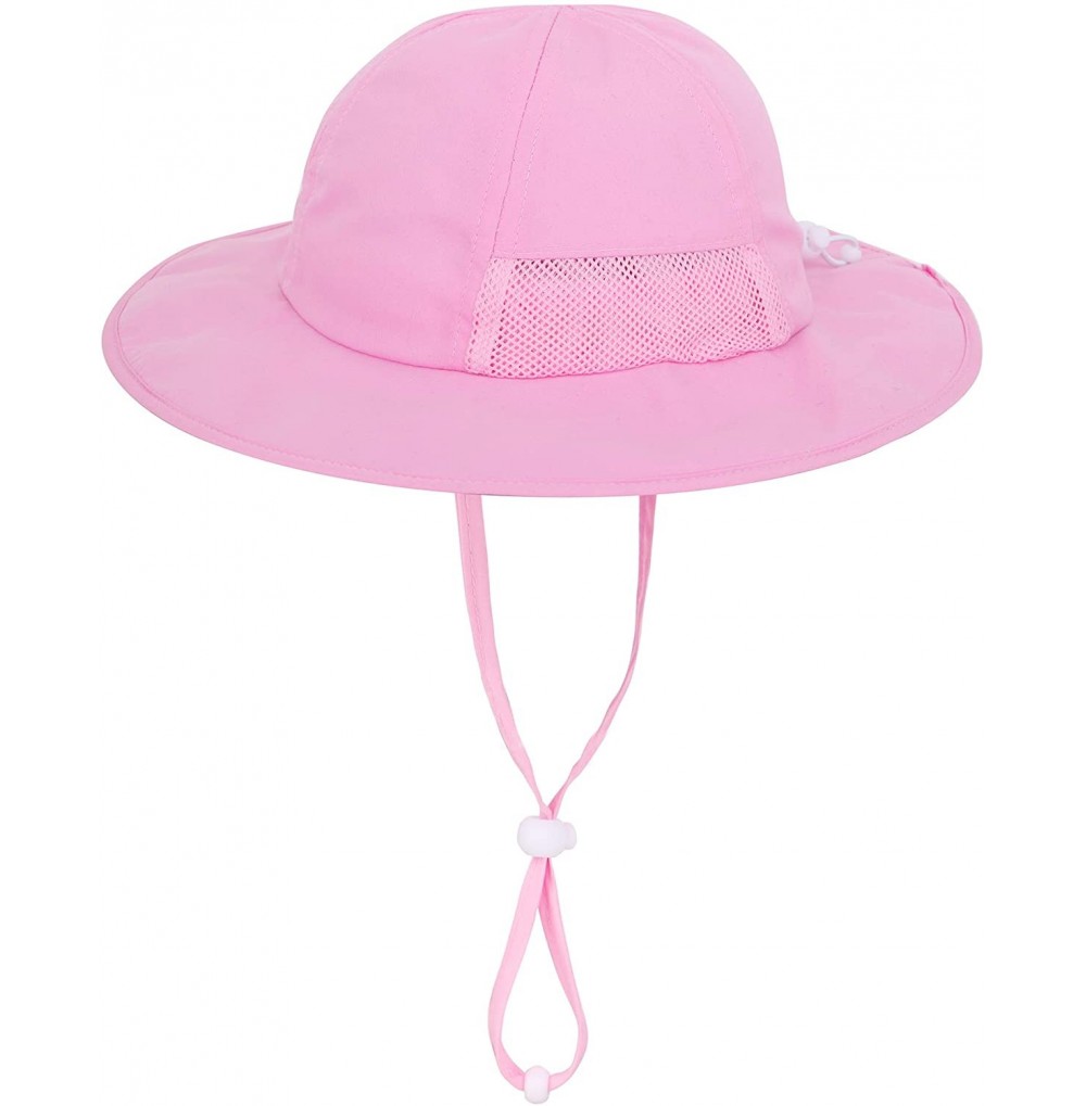 Sun Hats Toddler's Adjustable UPF 50+ Sun Protection Wide Brim Travel Hat - Pink - CJ193ZWISGL