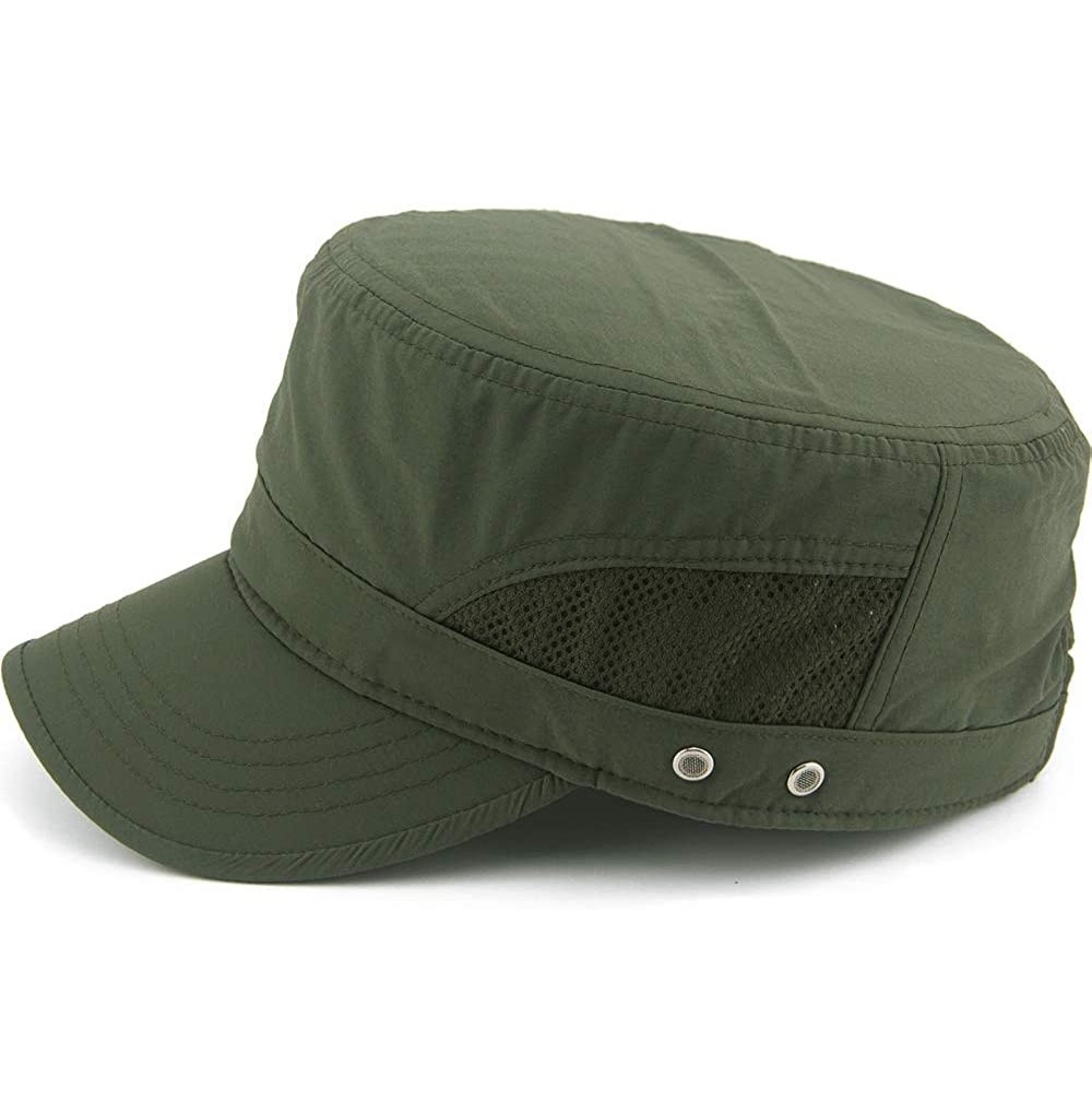 Baseball Caps Mens Womens Quick Dry Cadet Cap Waterproof Army Military Hat Flat Top Caps Mesh Inner - B-green - C918X8K58NX