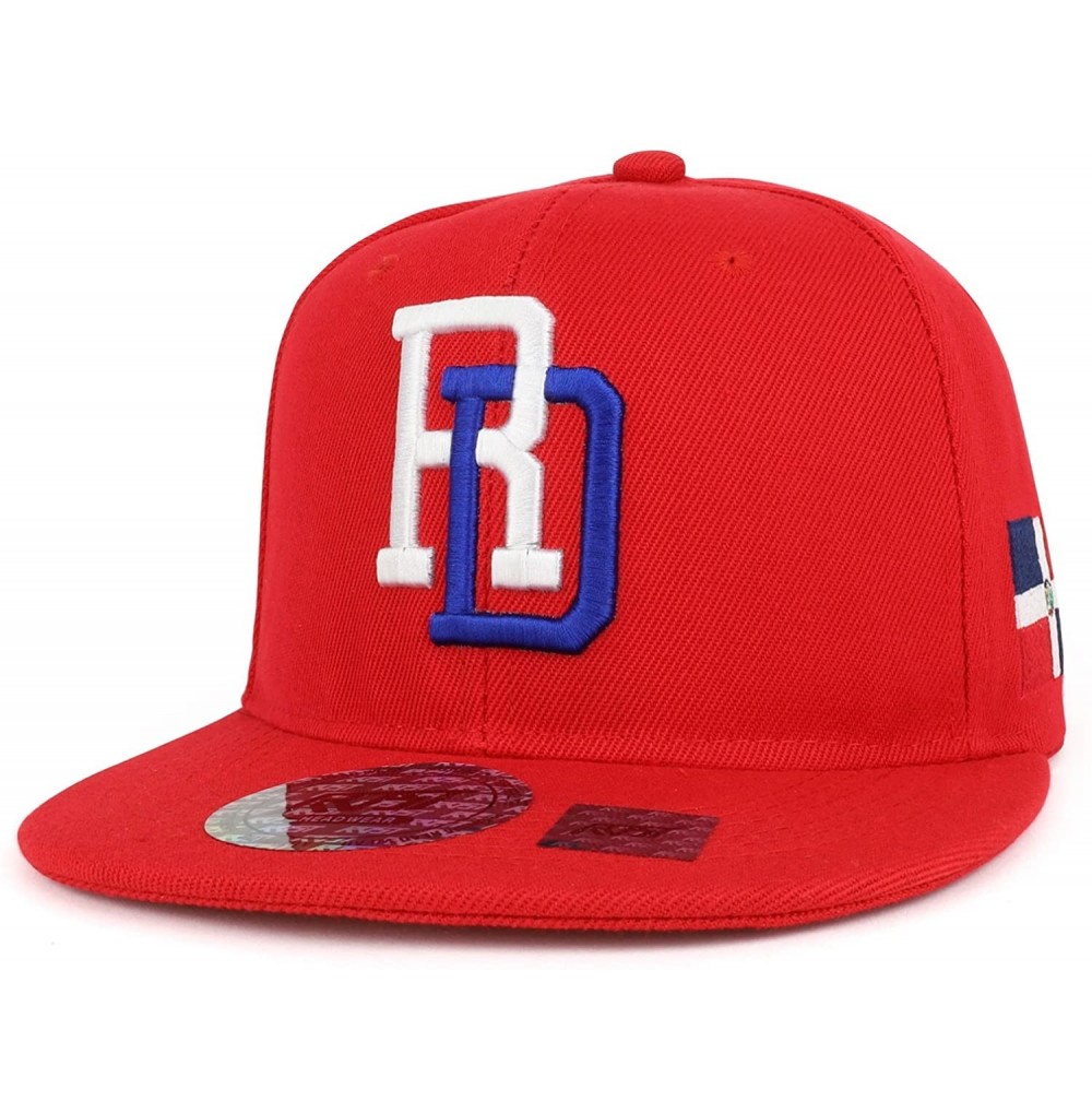 Baseball Caps Dominican Republic 3D Embroidered Flatbill Snapback Cap Flag - Red Red - C318CD0E9XE
