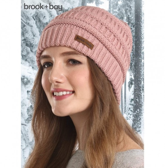 Skullies & Beanies Cable Knit Beanie for Women - Warm & Cute Multicolored Winter Knitted Caps for Cold Weather - Pink - CQ185...
