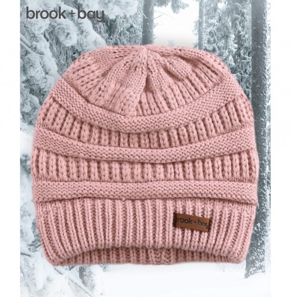 Skullies & Beanies Cable Knit Beanie for Women - Warm & Cute Multicolored Winter Knitted Caps for Cold Weather - Pink - CQ185...