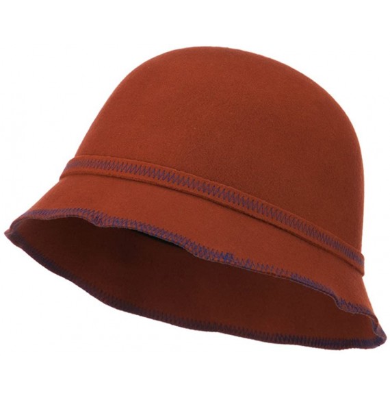 Bucket Hats Women's Wool Felt Bucket Shape Cloche - Rust - CR11ONYUBW3