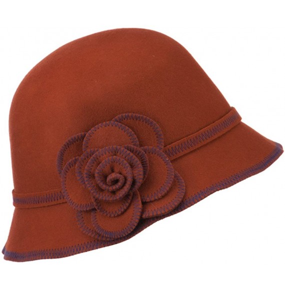 Bucket Hats Women's Wool Felt Bucket Shape Cloche - Rust - CR11ONYUBW3