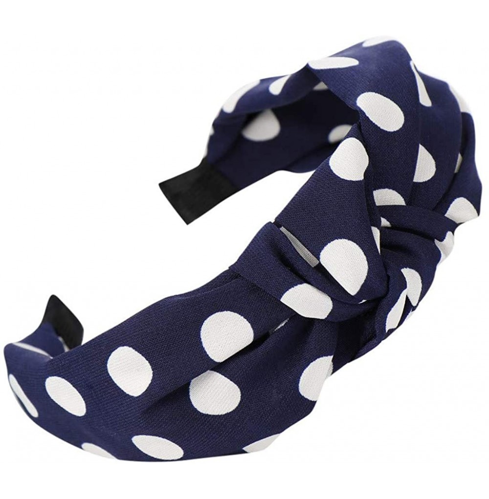 Headbands Hairband- Women Polka Dot Bowknot Headband Hair Head Hoop Hair Accessories for Girls - Navy - C518U77N3E0