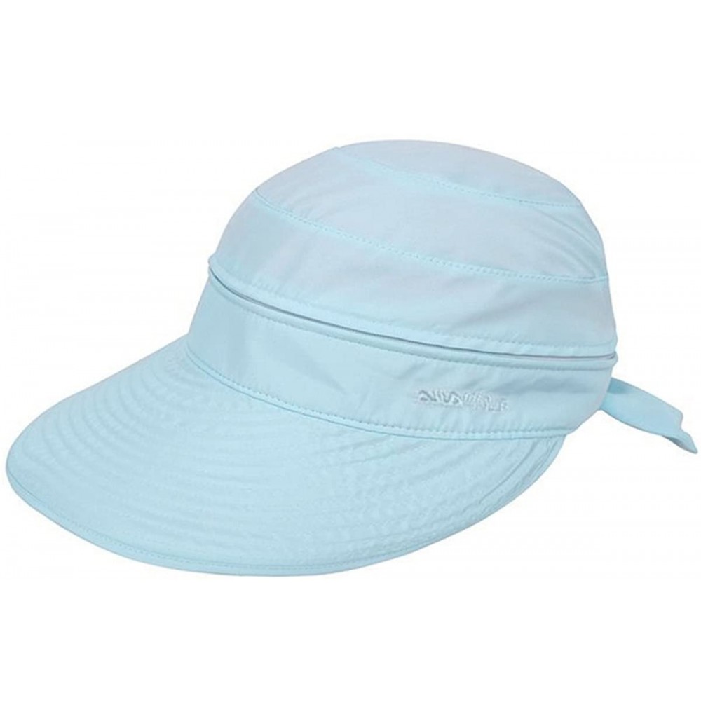 Sun Hats Womens Bow Sun Hats Large Brim Sun Visor Hat Dual Purpose Summer Beach Hat UV Travel Cap - Sky Blue - CS12J7GAYBN