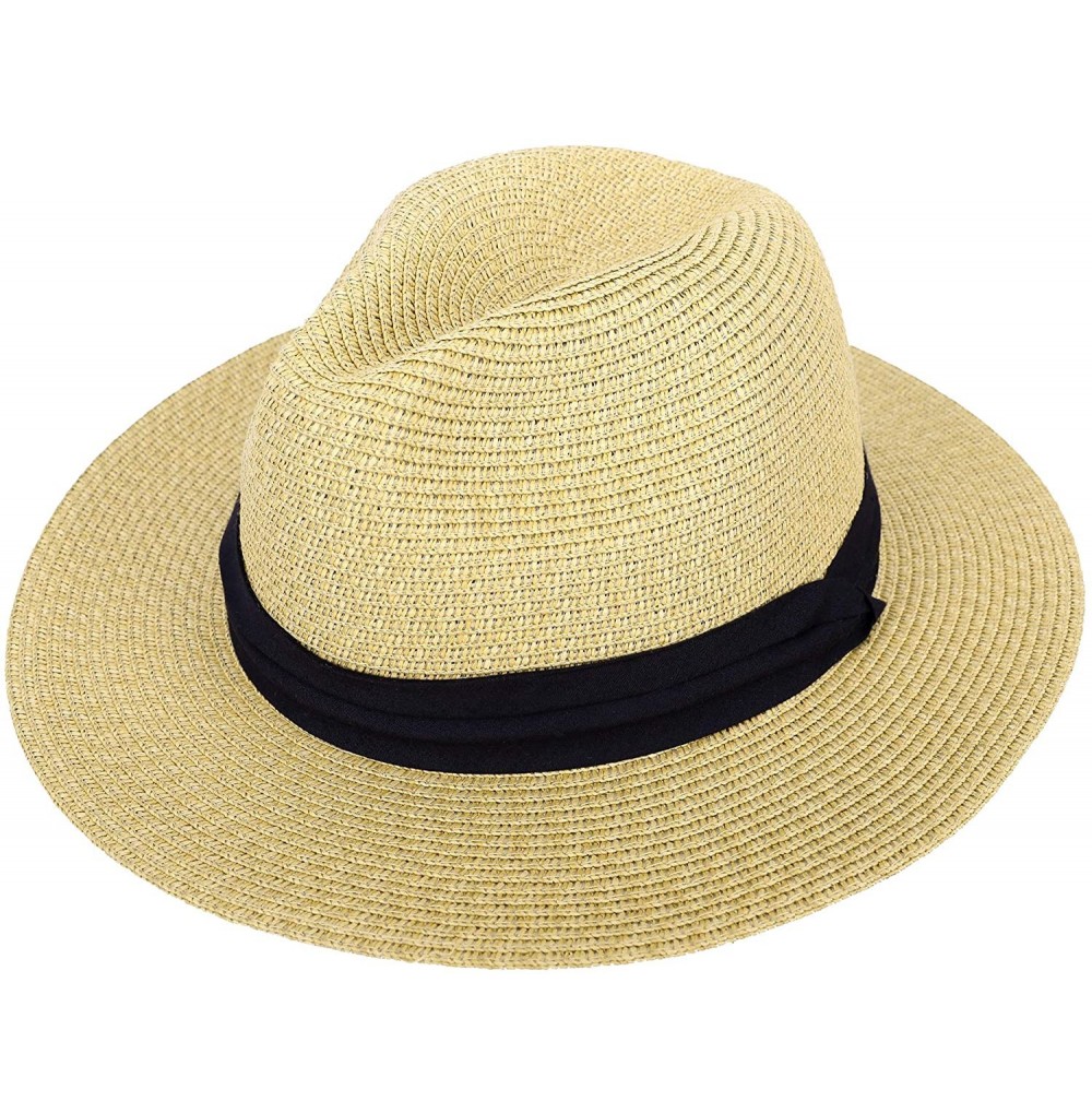 Sun Hats Women Mens UPF 50+ Wide Brim Starw Sun Hat Roll Up Panama Fedora Beach Hat - Panama_nature - CD18E3C55YT