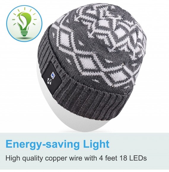 Skullies & Beanies Light Up Beanie Hat Stylish Unisex LED Knit Cap for Indoor and Outdoor - Lb004-gray-string - CB186LDKS82
