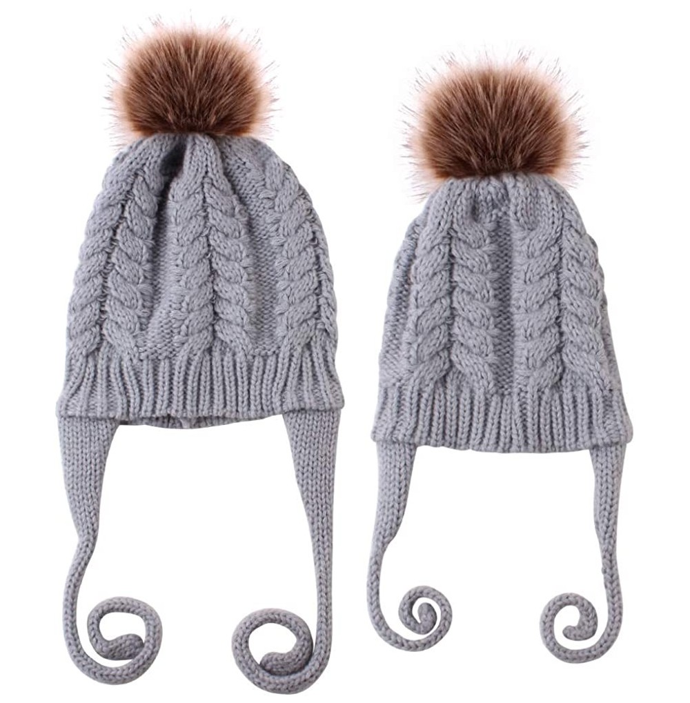 Skullies & Beanies Parent Child Mother Daughter Knitted Crochet - C-grey - CU18Y2HMS8Y