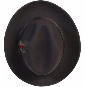 Fedoras Men's Premium 100% Wool Fedora Hat - Charcoal Gray - CK194HDT5TQ