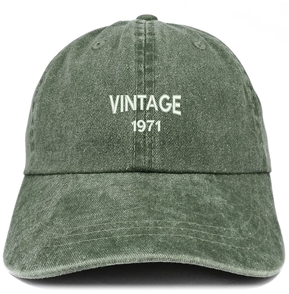 Baseball Caps Small Vintage 1971 Embroidered 49th Birthday Washed Pigment Dyed Cap - Dark Green - CB18C6QQDQE