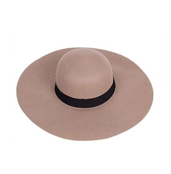 Fedoras Wool Floppy Hat Felt Fedora Wide Brim Bucket Women Cloche Bowler Cap Crushable - Camel - CN19255K0ZT