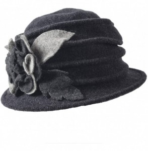 Bucket Hats Women Floral Wool Cloche Winter Hat - Charcoal - CP18IEQ3HL9