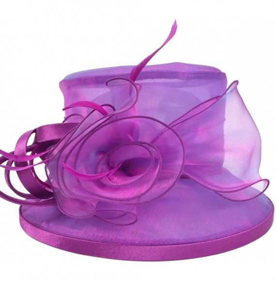 Bucket Hats Lady Church Derby Dress Cloche Hat Fascinator Floral Tea Party Wedding Bucket Hat S051 - S043-purple - CO18EHRUW7Q