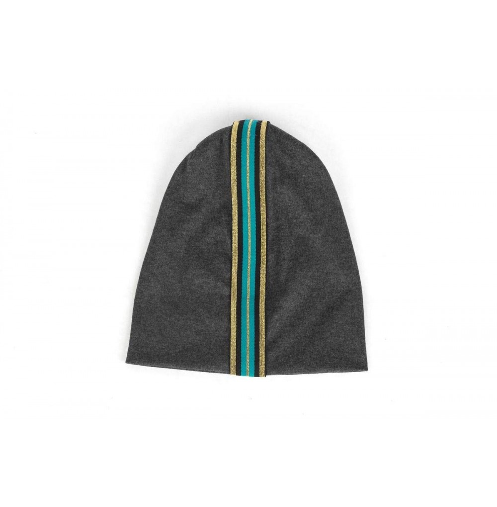 Skullies & Beanies Women's Rainbow Striped Slouchy Beanie Hat - Dark Grey Gold - CV18X7KMU56