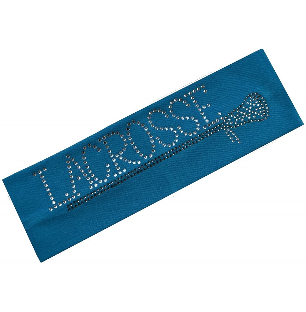 Headbands Lacrosse Stick Rhinestone Cotton Stretch Headband LAX Team Gift - Dark Turquoise - C311EZWXRBF