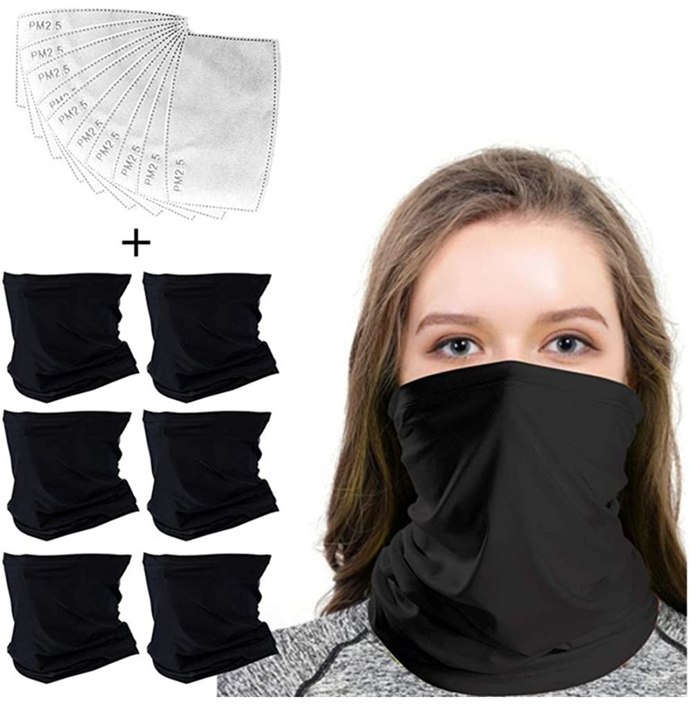 Balaclavas Bandanas Neck Gaiter Magic Face Mask Headband for Women Hiking- Motorcycling- Yoga - 6 Black - CH19927OKAS