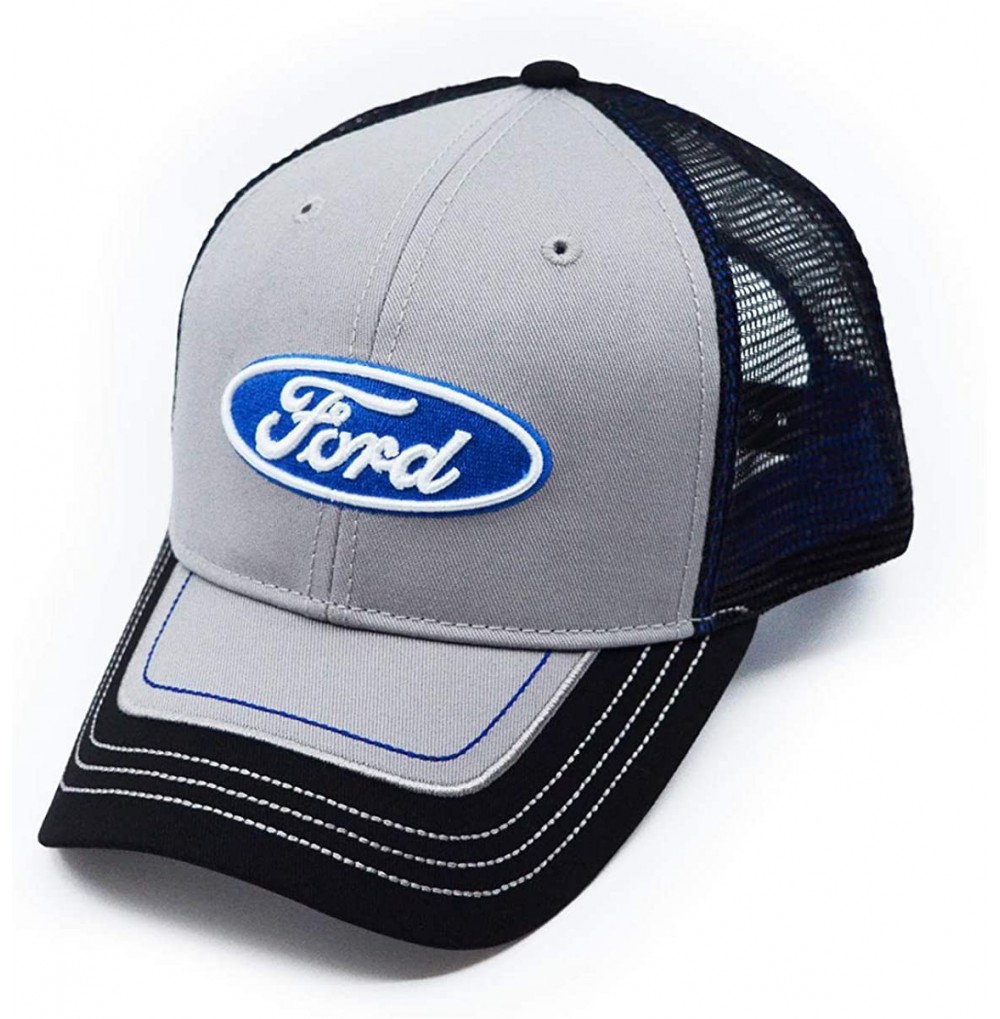 Baseball Caps Ford Baseball Cap- Adjustable Cotton Twill Trucker Hat- One Size- Gray and Black - C418ZL6W65L