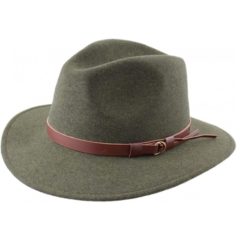 Fedoras Classique Traveller Wool Felt Fedora Hat Packable - Vert-chine - CB187IWCM8T