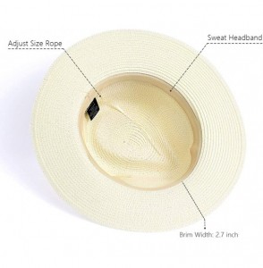 Sun Hats Womens Sun Hat for Women Panama Summer Baech Straw Wide Brim Foldable Hats Cream-White - C5196AU5OQU