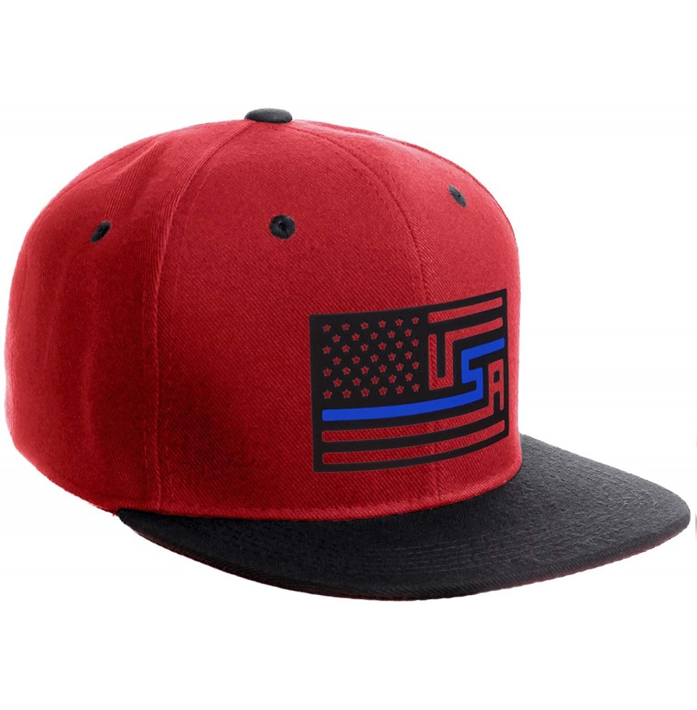 Baseball Caps USA Redesign Flag Thin Blue Red Line Support American Servicemen Snapback Hat - Thin Blue Line - Red Black Cap ...
