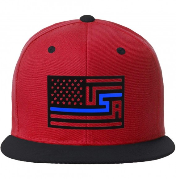 Baseball Caps USA Redesign Flag Thin Blue Red Line Support American Servicemen Snapback Hat - Thin Blue Line - Red Black Cap ...