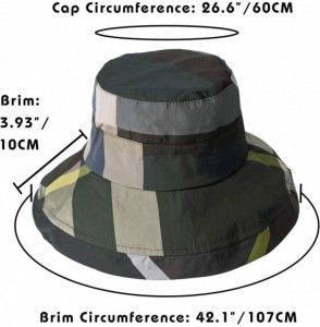 Bucket Hats Stylish Bucket Hats for Women Foldable Outdoor Plaid Fisherman Sun/Rain Cap with Chin Strap - Armygreen - CK18R6M...