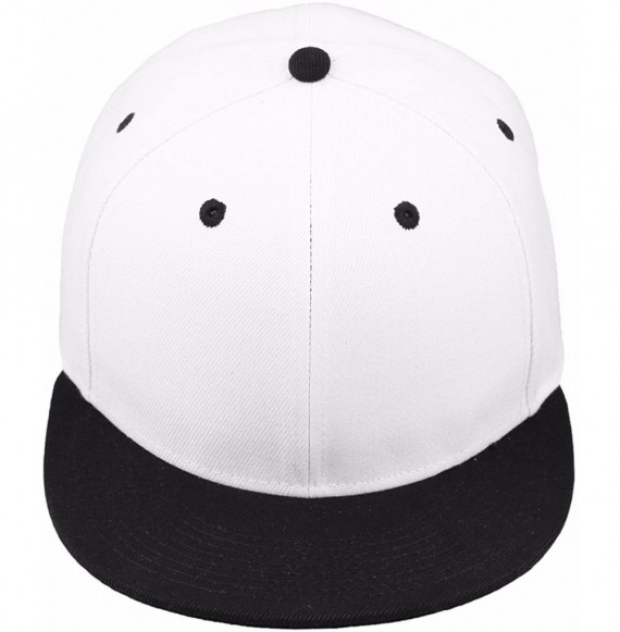 Baseball Caps Women Men Snapback Hats-Patchwork Solid Color Flat Bill Baseball Cap - 015-white+black - CJ183GRLLEE