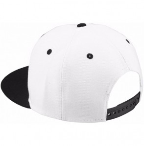 Baseball Caps Women Men Snapback Hats-Patchwork Solid Color Flat Bill Baseball Cap - 015-white+black - CJ183GRLLEE