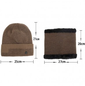 Skullies & Beanies Winter Beanie Hat Neck Warmer Set Warm Knit Hat Thick Knit Skull Cap Thick Fleece Lined Hat Scarf for Men ...