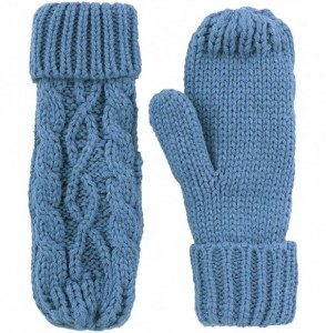 Skullies & Beanies 3 in 1 Women Soft Warm Thick Cable Knitted Hat Scarf & Gloves Winter Set - Cyan Gloves W/ Lined - CC183GI4A4E