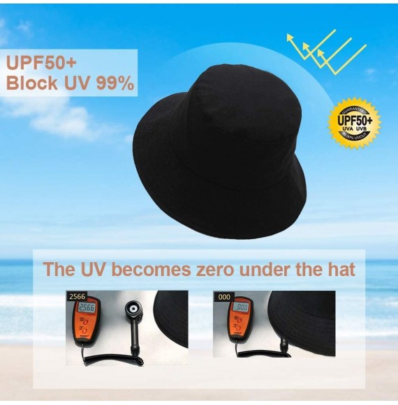 Sun Hats Bucket Sun Hat Women Floppy Cotton Hats Wide Brim Summer Beach Fisherman's Caps UPF 50+ UV Packable - CE18DQQY5E4